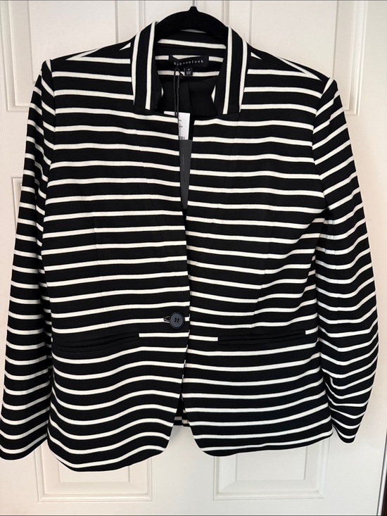 GIBSONLOOK Jackets & Blazers - NWT GIBSONLOOK INVERTED NOTCH COLLAR BLACK CREAM KNIT BLEND LINED BLAZER SMALL